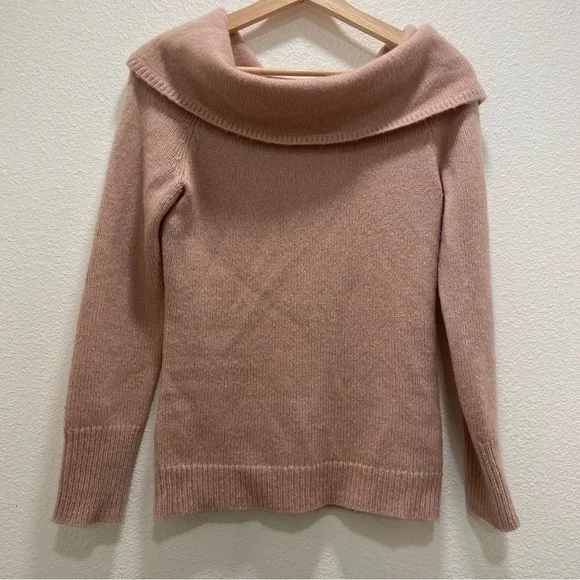 Theory Sabine Wool Blend Off The Shoulder Sweater Mauve Pink Sz P or XS - Picture 2 of 6